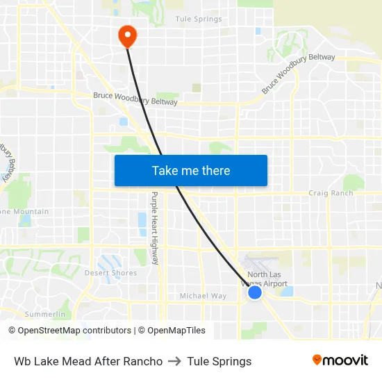 Wb Lake Mead After Rancho to Tule Springs map