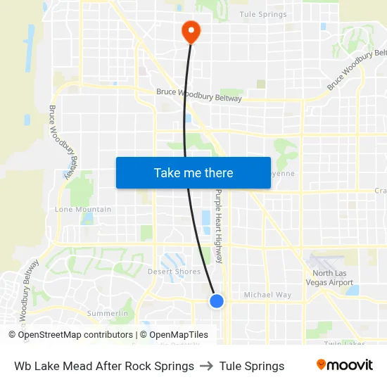 Wb Lake Mead After Rock Springs to Tule Springs map