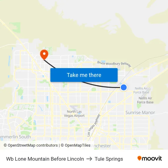 Wb Lone Mountain Before Lincoln to Tule Springs map