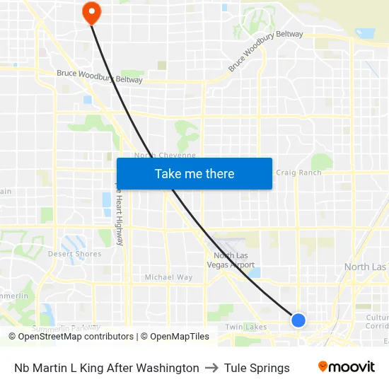 Nb Martin L King After Washington to Tule Springs map