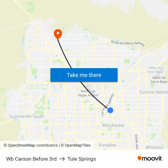 Wb Carson Before 3rd to Tule Springs map