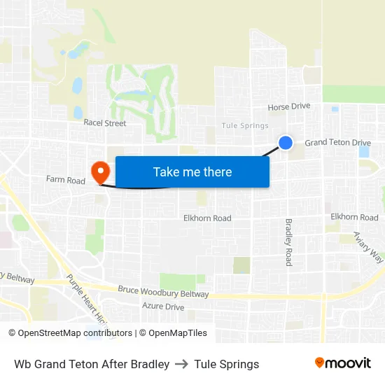 Wb Grand Teton After Bradley to Tule Springs map
