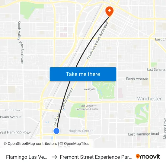 Flamingo Las Vegas to Fremont Street Experience Parking map