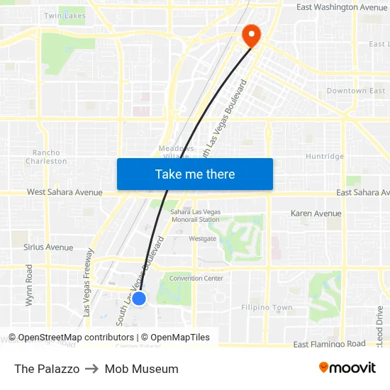 The Palazzo to Mob Museum map