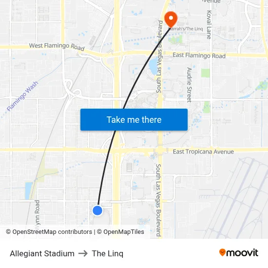Allegiant Stadium to The Linq map