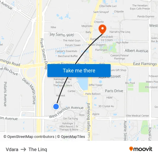 Vdara to The Linq map