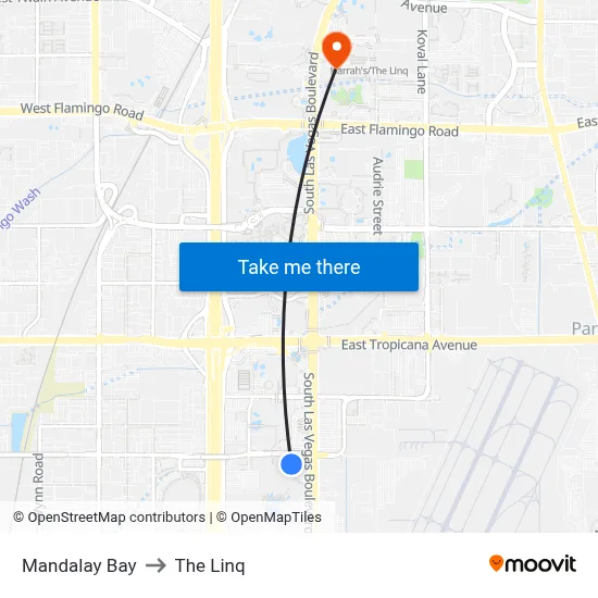 Mandalay Bay to The Linq map