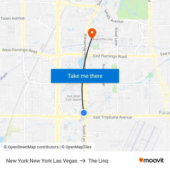 New York New York Las Vegas to The Linq map