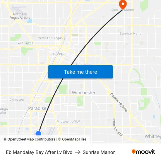 Eb Mandalay Bay After Lv Blvd to Sunrise Manor map