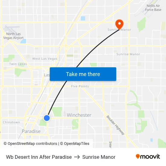 Wb Desert Inn After Paradise to Sunrise Manor map