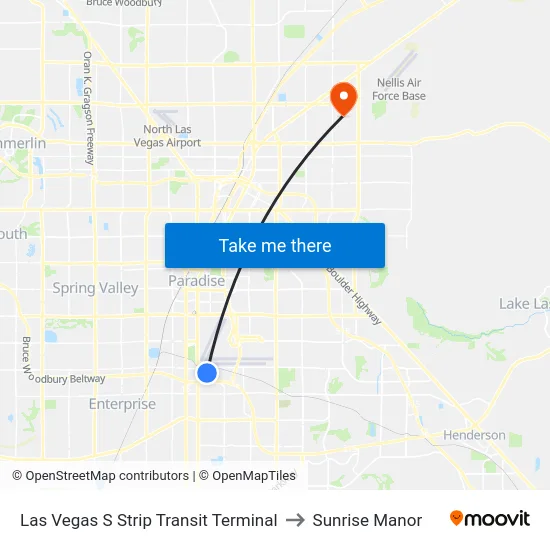 Las Vegas S Strip Transit Terminal to Sunrise Manor map