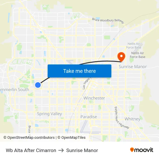 Wb Alta After Cimarron to Sunrise Manor map