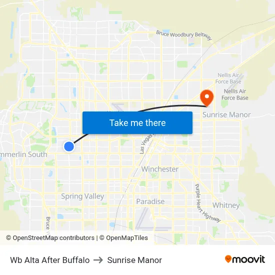 Wb Alta After Buffalo to Sunrise Manor map