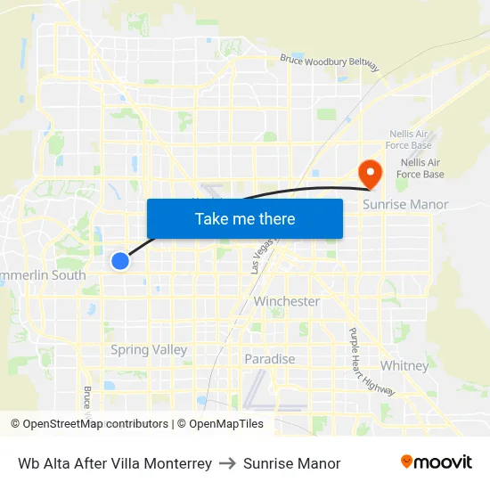 Wb Alta After Villa Monterrey to Sunrise Manor map