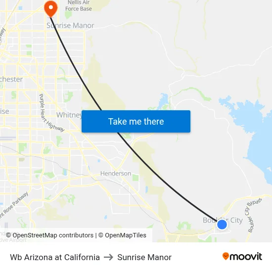 Wb Arizona at California to Sunrise Manor map