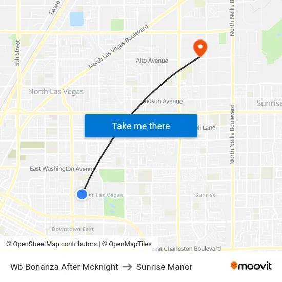 Wb Bonanza After Mcknight to Sunrise Manor map