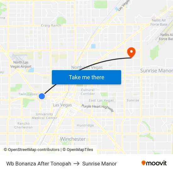 Wb Bonanza After Tonopah to Sunrise Manor map