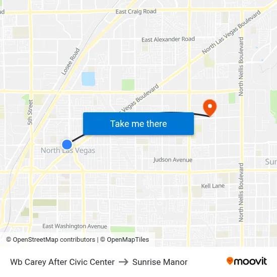 Wb Carey After Civic Center to Sunrise Manor map