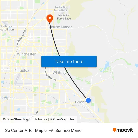 Sb Center After Maple to Sunrise Manor map