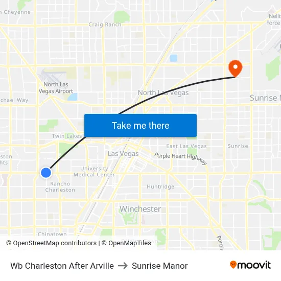 Wb Charleston After Arville to Sunrise Manor map