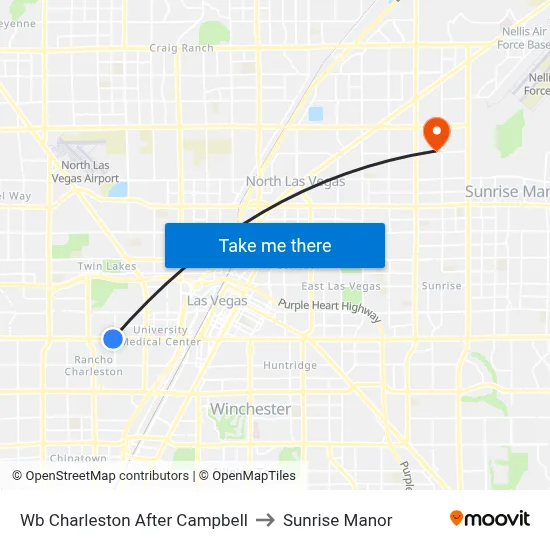 Wb Charleston After Campbell to Sunrise Manor map