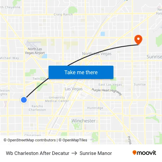 Wb Charleston After Decatur to Sunrise Manor map
