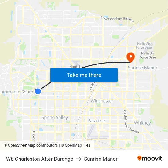 Wb Charleston After Durango to Sunrise Manor map