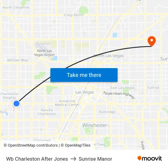 Wb Charleston After Jones to Sunrise Manor map