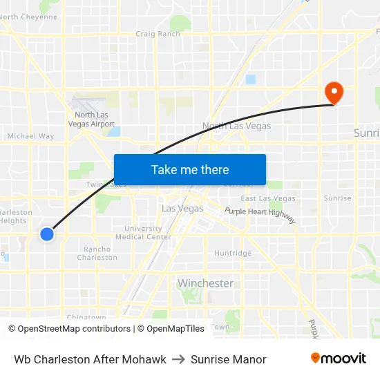 Wb Charleston After Mohawk to Sunrise Manor map