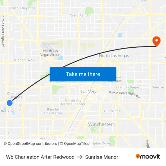 Wb Charleston After Redwood to Sunrise Manor map