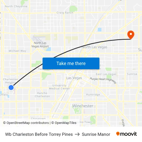 Wb Charleston Before Torrey Pines to Sunrise Manor map