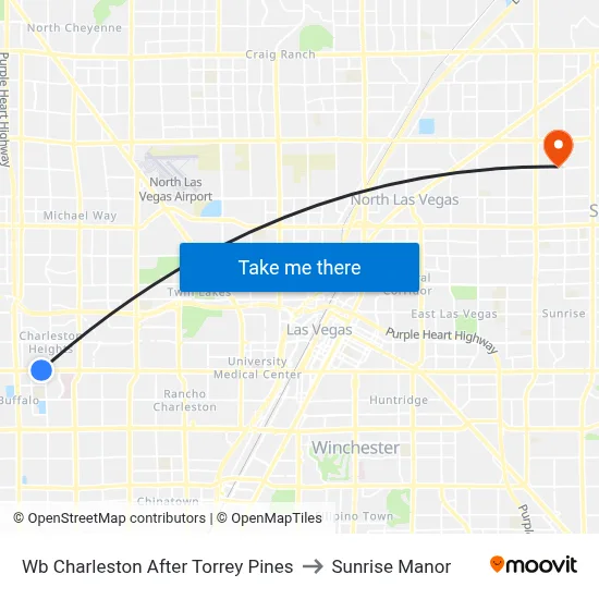 Wb Charleston After Torrey Pines to Sunrise Manor map
