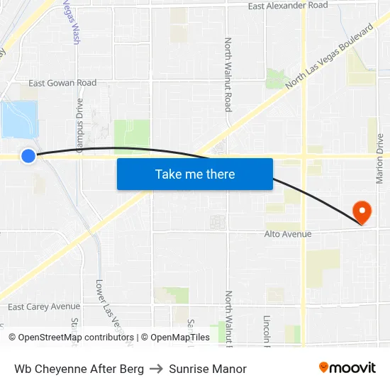 Wb Cheyenne After Berg to Sunrise Manor map