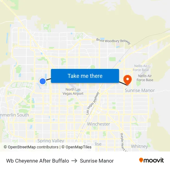 Wb Cheyenne After Buffalo to Sunrise Manor map