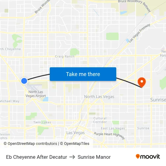 Eb Cheyenne After Decatur to Sunrise Manor map