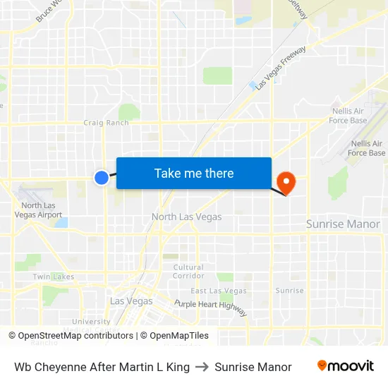 Wb Cheyenne After Martin L King to Sunrise Manor map