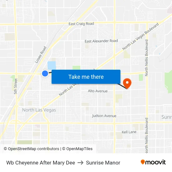 Wb Cheyenne After Mary Dee to Sunrise Manor map
