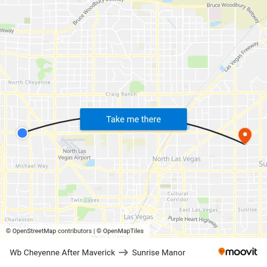 Wb Cheyenne After Maverick to Sunrise Manor map