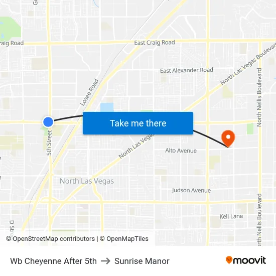 Wb Cheyenne After 5th to Sunrise Manor map