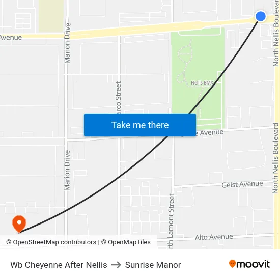 Wb Cheyenne After Nellis to Sunrise Manor map