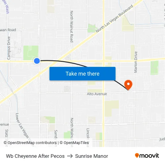 Wb Cheyenne After Pecos to Sunrise Manor map