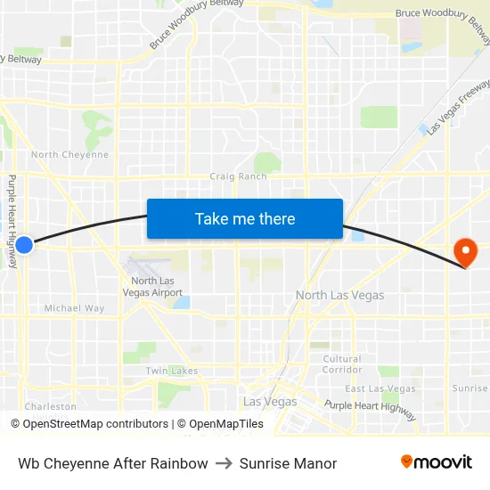 Wb Cheyenne After Rainbow to Sunrise Manor map
