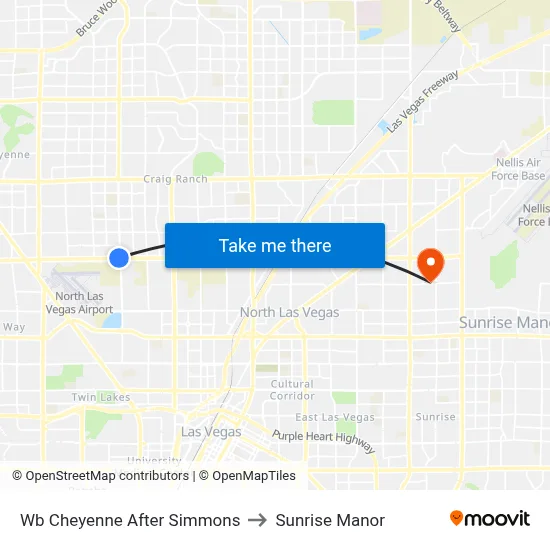 Wb Cheyenne After Simmons to Sunrise Manor map
