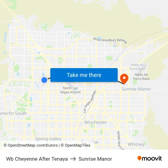 Wb Cheyenne After Tenaya to Sunrise Manor map