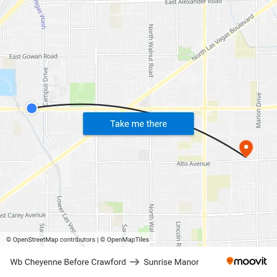 Wb Cheyenne Before Crawford to Sunrise Manor map