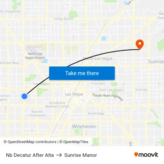 Nb Decatur After Alta to Sunrise Manor map