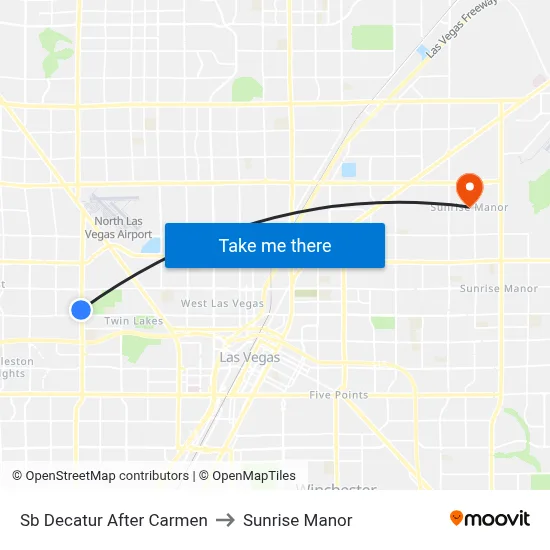 Sb Decatur After Carmen to Sunrise Manor map