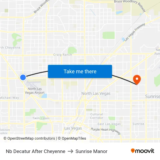 Nb Decatur After Cheyenne to Sunrise Manor map