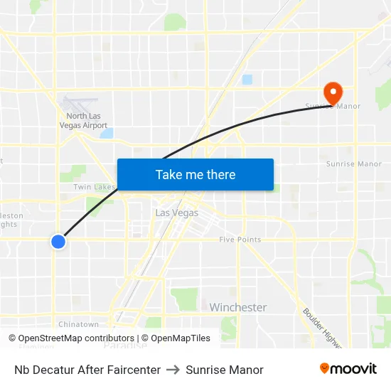 Nb Decatur After Faircenter to Sunrise Manor map