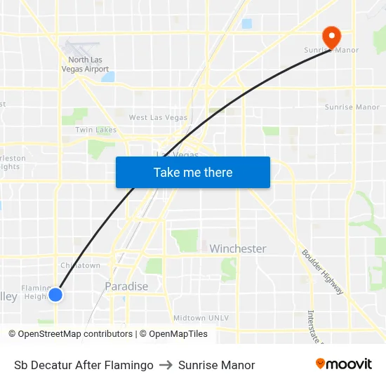 Sb Decatur After Flamingo to Sunrise Manor map